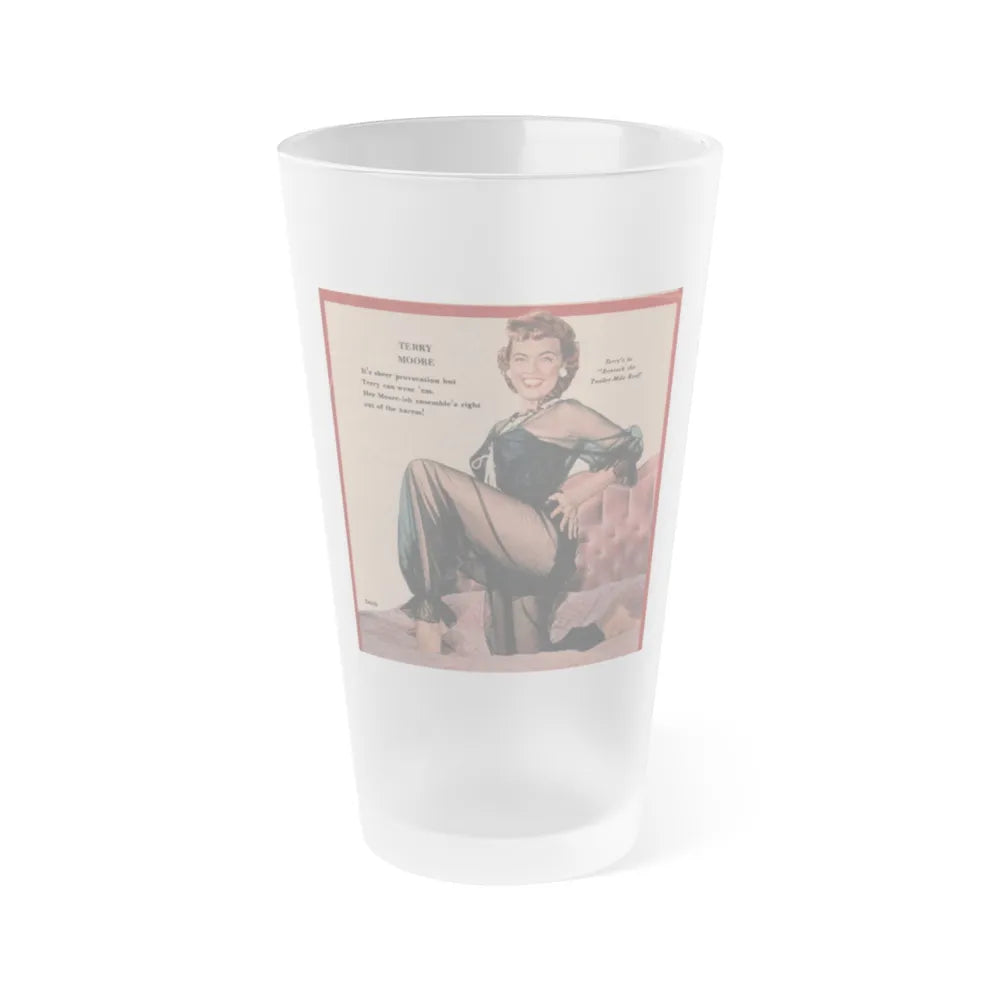 Terry Moore #590 - 4.5x4.5 Magazine Page Photo Clipping (Vintage Female Icon) Frosted Pint Glass 16oz-16oz-Frosted-Go Mug Yourself
