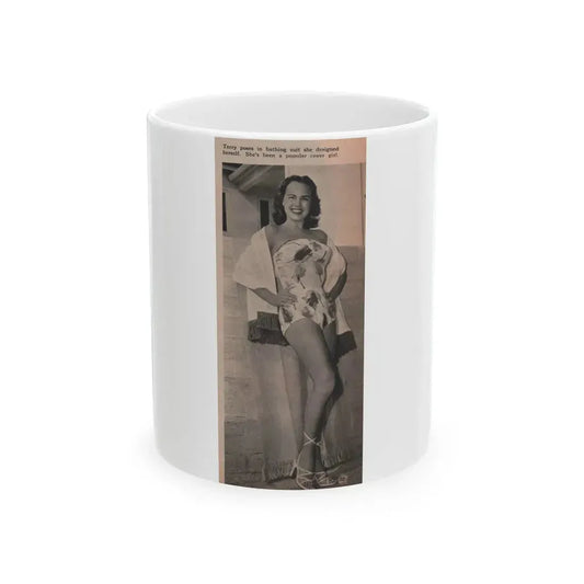 Terry Moore #593 - 3x7 Magazine Page Photo Clipping (Vintage Female Icon) White Coffee Mug 11oz - Go Mug Yourself