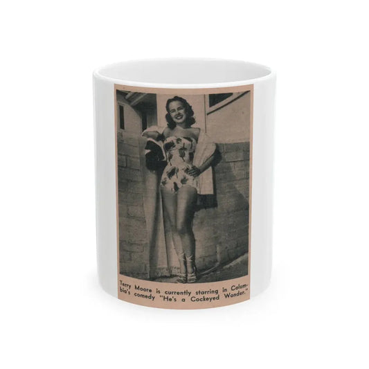Terry Moore #594 - 2.25x3.5 Magazine Page Photo Clipping (Vintage Female Icon) White Coffee Mug 11oz - Go Mug Yourself