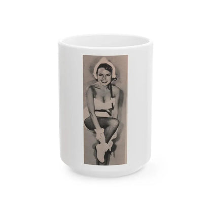 Terry Moore #595 - 2x4.5 Magazine Page Photo Clipping (Vintage Female Icon) White Coffee Mug 15oz - Go Mug Yourself