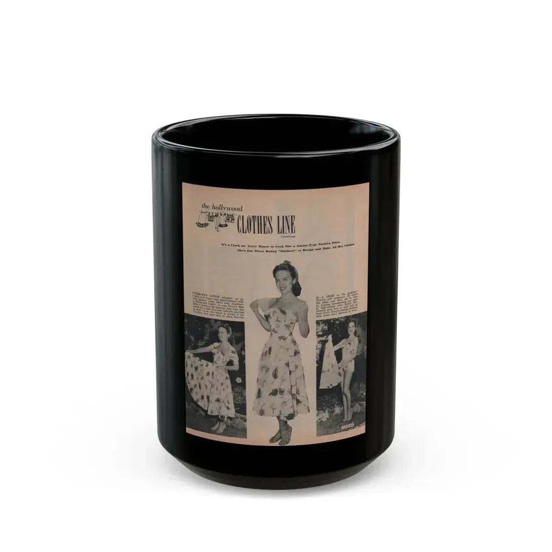 Terry Moore #634 - Magazine Page 3 B&W Photos & Captions (Vintage Female Icon) Black Coffee Mug 15oz - Go Mug Yourself