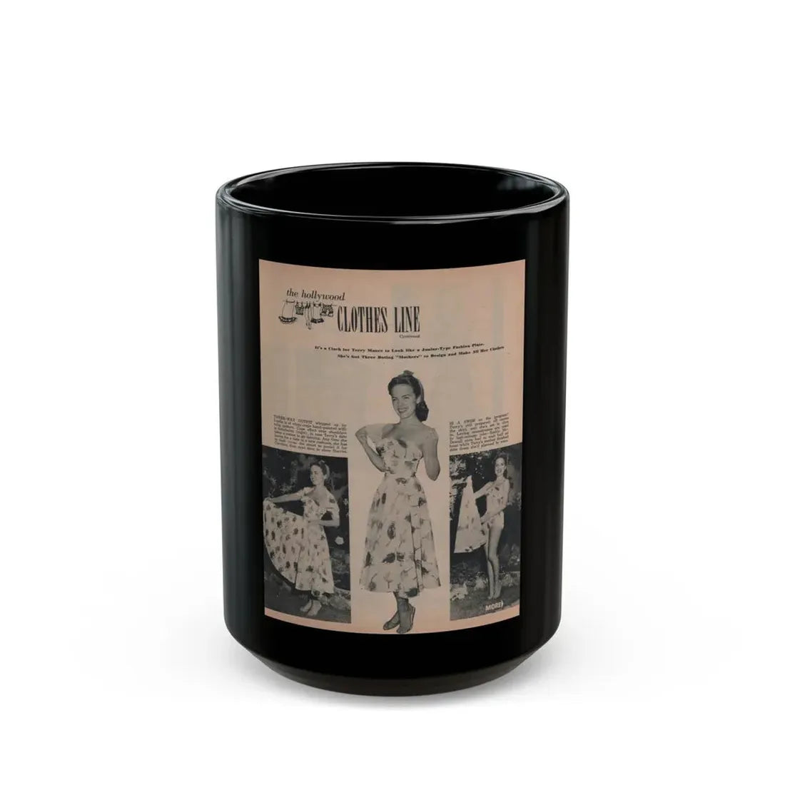 Terry Moore #634 - Magazine Page 3 B&W Photos & Captions (Vintage Female Icon) Black Coffee Mug 15oz - Go Mug Yourself