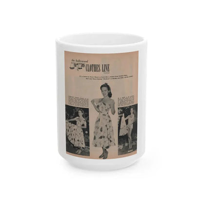 Terry Moore #634 - Magazine Page 3 B&W Photos & Captions (Vintage Female Icon) White Coffee Mug 15oz - Go Mug Yourself