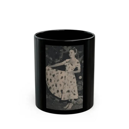 Terry Moore #635 - Magazine Page 1 Cropped B&W Photo (Vintage Female Icon) Black Coffee Mug 11oz - Go Mug Yourself