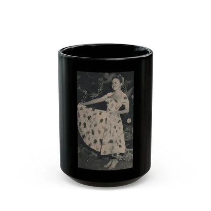 Terry Moore #635 - Magazine Page 1 Cropped B&W Photo (Vintage Female Icon) Black Coffee Mug 15oz - Go Mug Yourself
