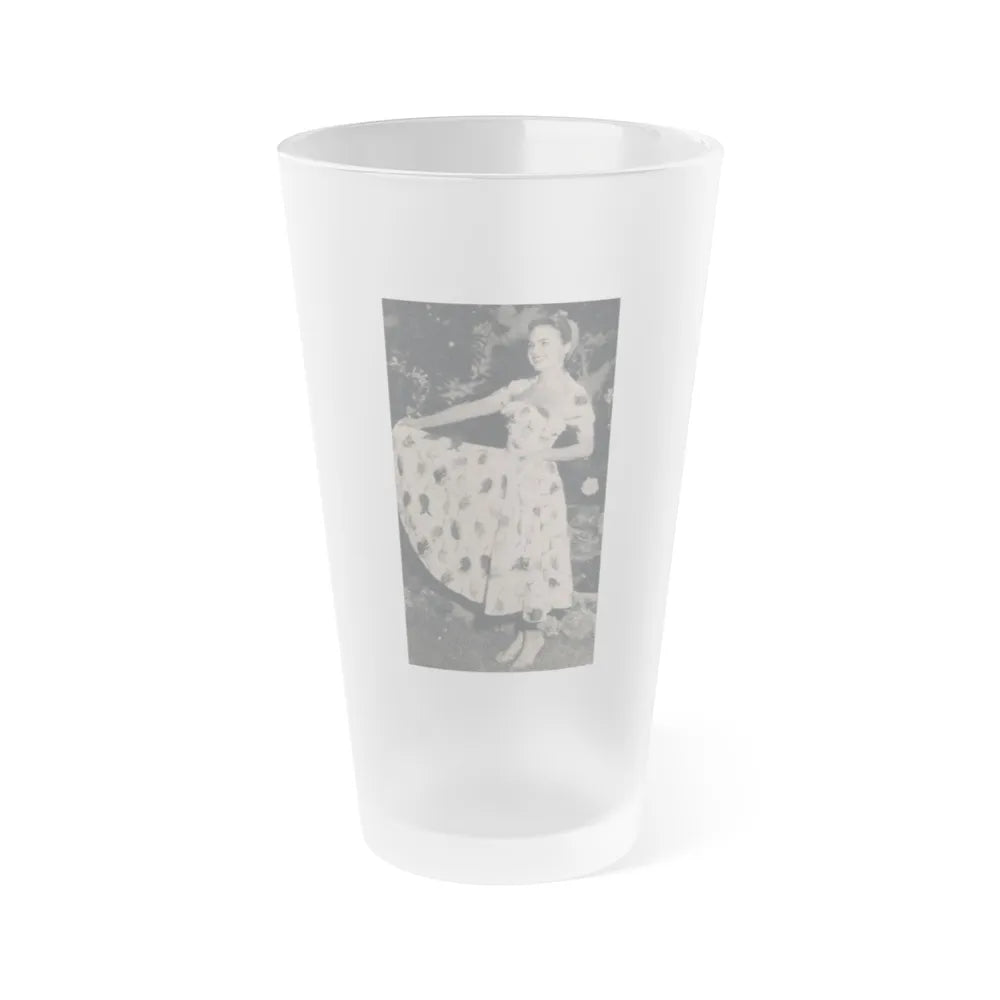 Terry Moore #635 - Magazine Page 1 Cropped B&W Photo (Vintage Female Icon) Frosted Pint Glass 16oz-16oz-Frosted-Go Mug Yourself