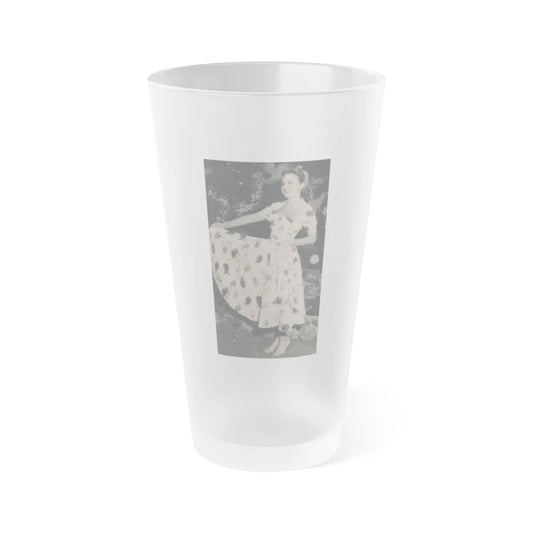 Terry Moore #635 - Magazine Page 1 Cropped B&W Photo (Vintage Female Icon) Frosted Pint Glass 16oz-16oz-Frosted-Go Mug Yourself
