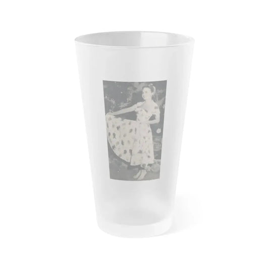 Terry Moore #635 - Magazine Page 1 Cropped B&W Photo (Vintage Female Icon) Frosted Pint Glass 16oz 16oz Frosted - Go Mug Yourself