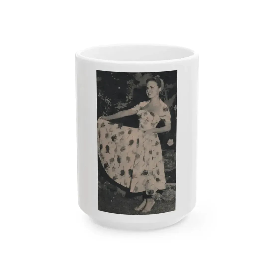 Terry Moore #635 - Magazine Page 1 Cropped B&W Photo (Vintage Female Icon) White Coffee Mug 15oz - Go Mug Yourself