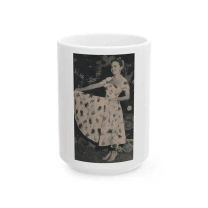 Terry Moore #635 - Magazine Page 1 Cropped B&W Photo (Vintage Female Icon) White Coffee Mug 15oz - Go Mug Yourself