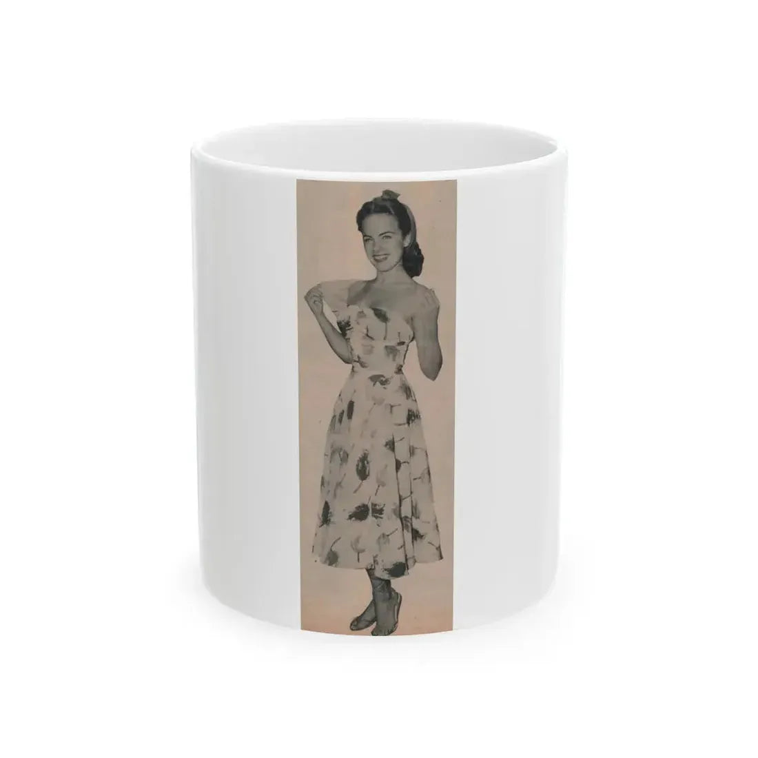Terry Moore #636 - Magazine Page 1 Cropped B&W Photo (Vintage Female Icon) White Coffee Mug 11oz - Go Mug Yourself