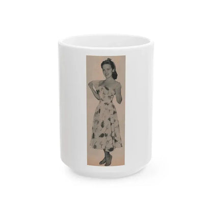 Terry Moore #636 - Magazine Page 1 Cropped B&W Photo (Vintage Female Icon) White Coffee Mug 15oz - Go Mug Yourself