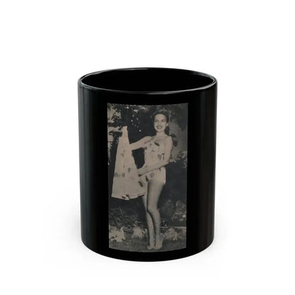 Terry Moore #637 - Magazine Page 1 Cropped B&W Photo (Vintage Female Icon) Black Coffee Mug 11oz - Go Mug Yourself