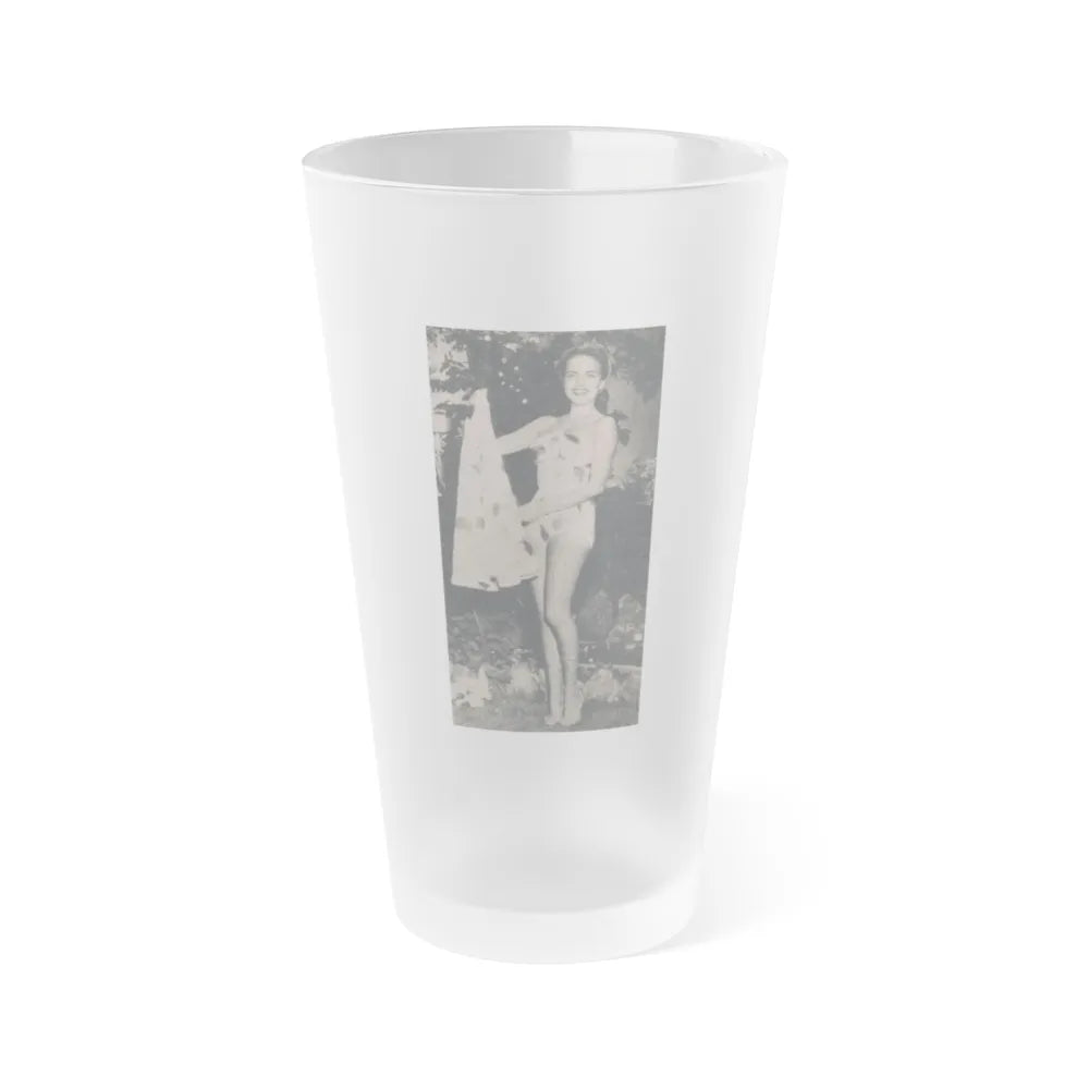 Terry Moore #637 - Magazine Page 1 Cropped B&W Photo (Vintage Female Icon) Frosted Pint Glass 16oz-16oz-Frosted-Go Mug Yourself