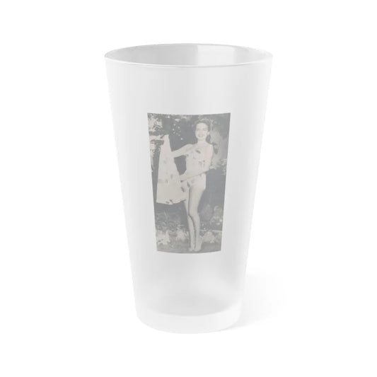 Terry Moore #637 - Magazine Page 1 Cropped B&W Photo (Vintage Female Icon) Frosted Pint Glass 16oz-16oz-Frosted-Go Mug Yourself