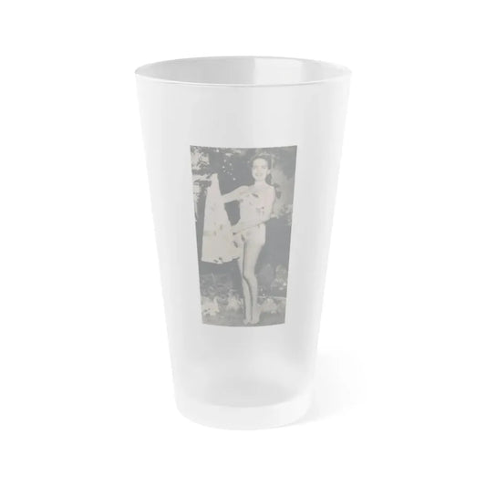 Terry Moore #637 - Magazine Page 1 Cropped B&W Photo (Vintage Female Icon) Frosted Pint Glass 16oz 16oz Frosted - Go Mug Yourself