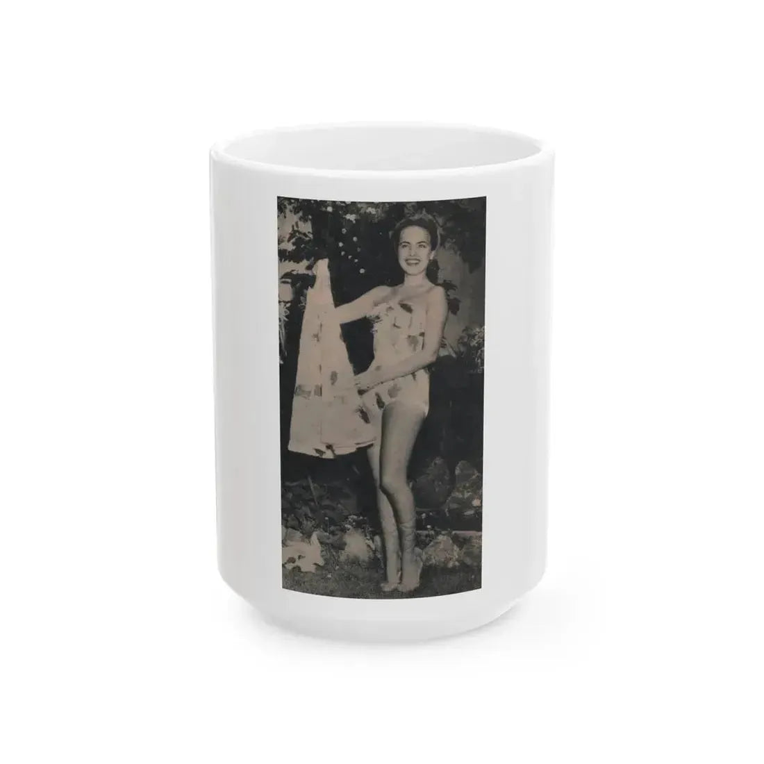 Terry Moore #637 - Magazine Page 1 Cropped B&W Photo (Vintage Female Icon) White Coffee Mug 15oz - Go Mug Yourself