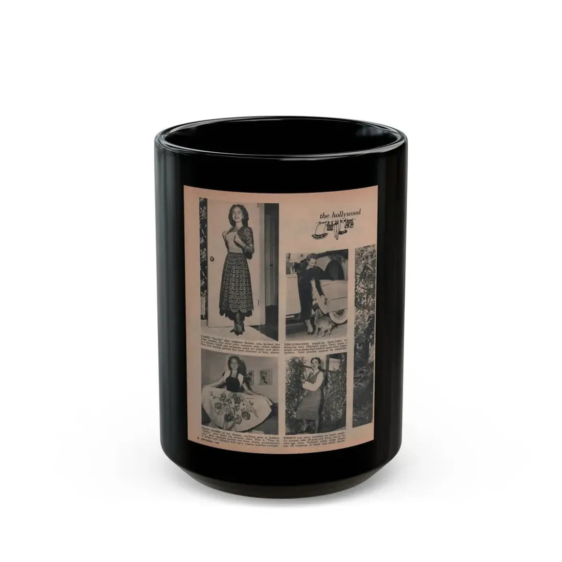 Terry Moore #638 - Magazine Page 4 B&W Photos+4 Captions (Vintage Female Icon) Black Coffee Mug 15oz - Go Mug Yourself