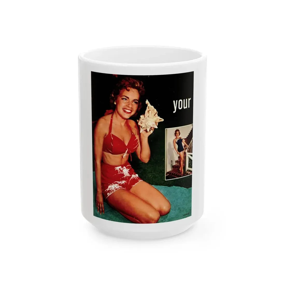 Terry Moore #640 - Magazine Page 2 Photos Circa 50's (Vintage Female Icon) White Coffee Mug 15oz - Go Mug Yourself