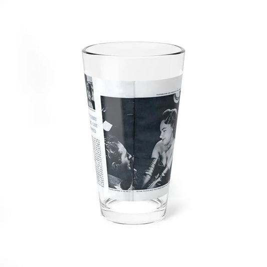 Terry Moore #642 [Pages 144 & 145] Pages 1 & 2 of 6+2 B&W Photos, Headline, Article & Captions from Pageant Digest Mag. July '55 (Vintage Female Icon) Pint Glass 16oz 16oz - Go Mug Yourself
