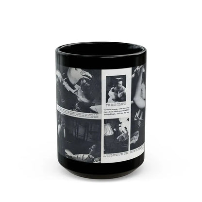 Terry Moore #643 [Pages 146 & 147] Pages 3 & 4 of 6+5 B&W Photos & Captions from Pageant Digest Mag. July '55 (Vintage Female Icon) Black Coffee Mug 15oz - Go Mug Yourself