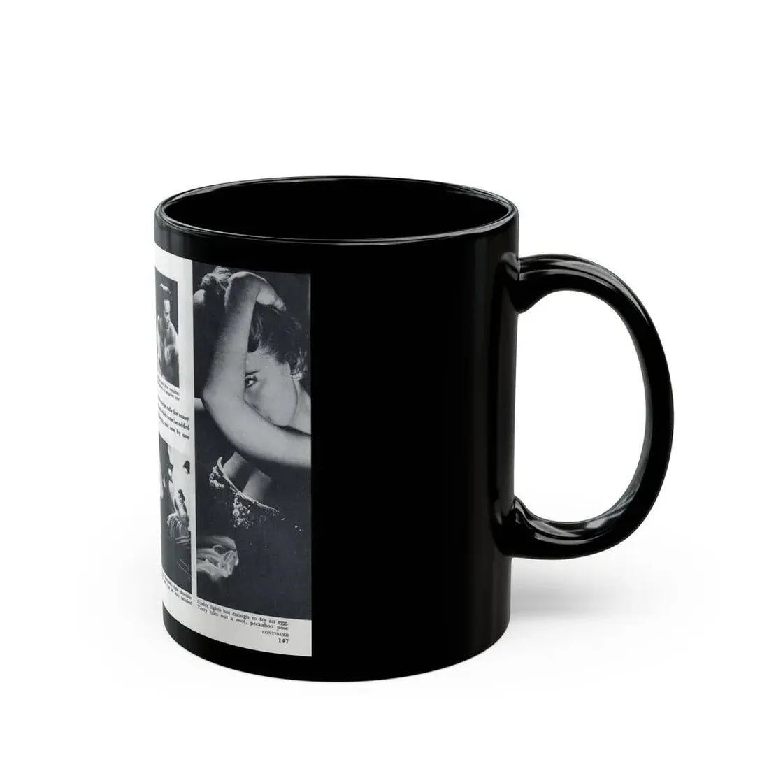 Terry Moore #643 [Pages 146 & 147] Pages 3 & 4 of 6+5 B&W Photos & Captions from Pageant Digest Mag. July '55 (Vintage Female Icon) Black Coffee Mug - Go Mug Yourself