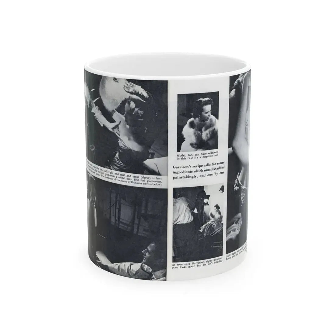Terry Moore #643 [Pages 146 & 147] Pages 3 & 4 of 6+5 B&W Photos & Captions from Pageant Digest Mag. July '55 (Vintage Female Icon) White Coffee Mug 11oz - Go Mug Yourself