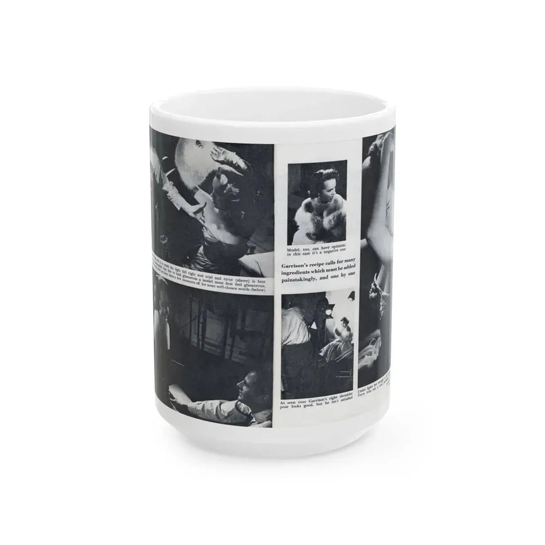 Terry Moore #643 [Pages 146 & 147] Pages 3 & 4 of 6+5 B&W Photos & Captions from Pageant Digest Mag. July '55 (Vintage Female Icon) White Coffee Mug 15oz - Go Mug Yourself
