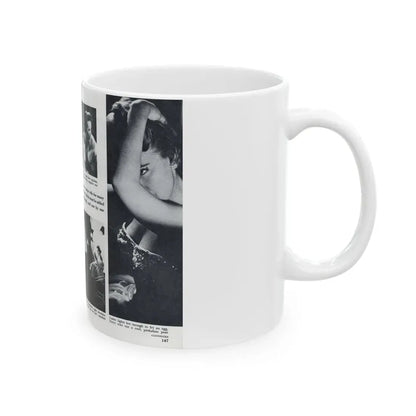 Terry Moore #643 [Pages 146 & 147] Pages 3 & 4 of 6+5 B&W Photos & Captions from Pageant Digest Mag. July '55 (Vintage Female Icon) White Coffee Mug - Go Mug Yourself