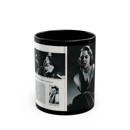 Terry Moore #644 [Pages 148 & 149] Pages 5 & 6 of 6+3 B&W Photos, Brief Paragraph & Captions from Pageant Digest Mag. July '55 (Vintage Female Icon) Black Coffee Mug 11oz - Go Mug Yourself