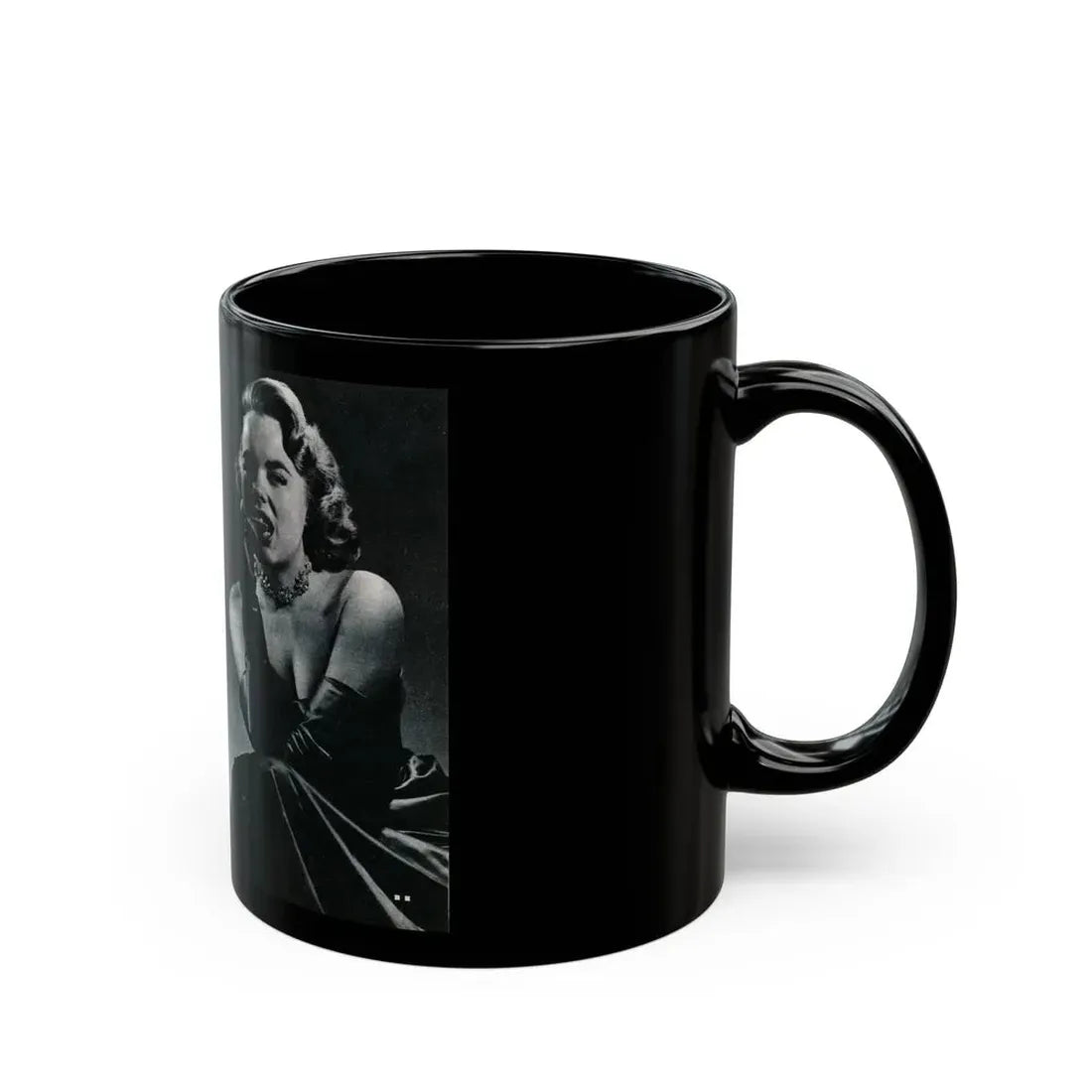 Terry Moore #644 [Pages 148 & 149] Pages 5 & 6 of 6+3 B&W Photos, Brief Paragraph & Captions from Pageant Digest Mag. July '55 (Vintage Female Icon) Black Coffee Mug - Go Mug Yourself