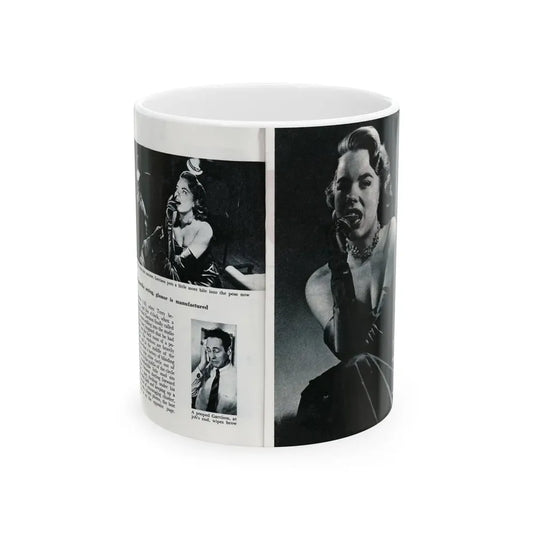 Terry Moore #644 [Pages 148 & 149] Pages 5 & 6 of 6+3 B&W Photos, Brief Paragraph & Captions from Pageant Digest Mag. July '55 (Vintage Female Icon) White Coffee Mug 11oz - Go Mug Yourself