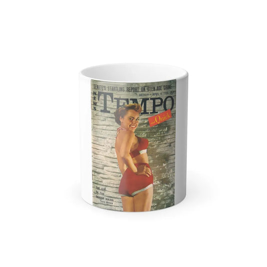 Terry Moore #647 - Terry on Cover of Tempo Pocket Mag. 4-4-1955 in Color (Vintage Female Icons) Color Changing Mug 11oz-11oz-Go Mug Yourself