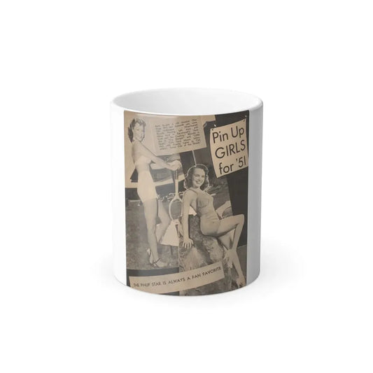 Terry Moore #648 - 8x10.5 B&W Magazine Pin-Up from 1951 with, Rhonda Fleming on the left (Vintage Female Icon) Color Changing Mug 11oz Default Title 11oz - Go Mug Yourself
