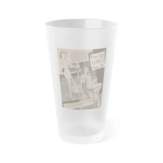 Terry Moore #648 - 8x10.5 B&W Magazine Pin-Up from 1951 with, Rhonda Fleming on the left (Vintage Female Icon) Frosted Pint Glass 16oz 16oz Frosted - Go Mug Yourself