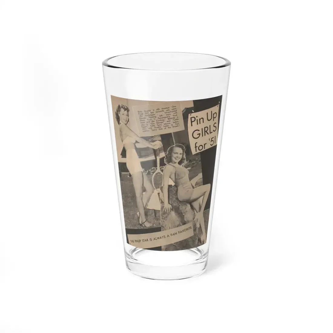 Terry Moore #648 - 8x10.5 B&W Magazine Pin-Up from 1951 with, Rhonda Fleming on the left (Vintage Female Icon) Pint Glass 16oz 16oz - Go Mug Yourself