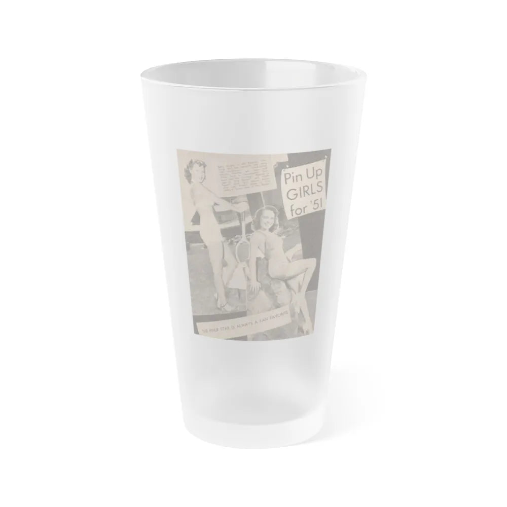 Terry Moore #648 - 8x10.5 B&W Magazine Pin-Up from 1951 with, Rhonda Fleming on the left (Vintage Female Icon) Frosted Pint Glass 16oz-16oz-Frosted-Go Mug Yourself