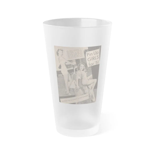 Terry Moore #648 - 8x10.5 B&W Magazine Pin-Up from 1951 with, Rhonda Fleming on the left (Vintage Female Icon) Frosted Pint Glass 16oz-16oz-Frosted-Go Mug Yourself