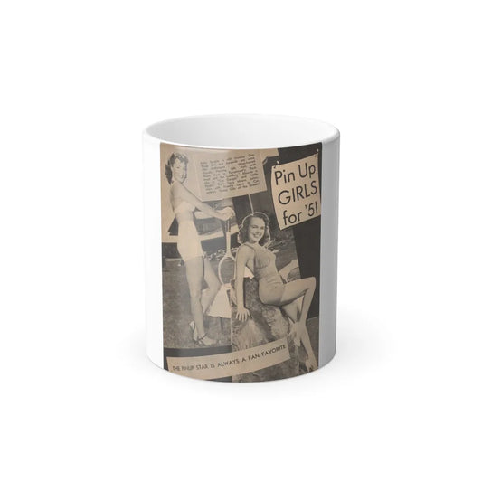 Terry Moore #648 - 8x10.5 B&W Magazine Pin-Up from 1951 with, Rhonda Fleming on the left (Vintage Female Icons) Color Changing Mug 11oz-11oz-Go Mug Yourself