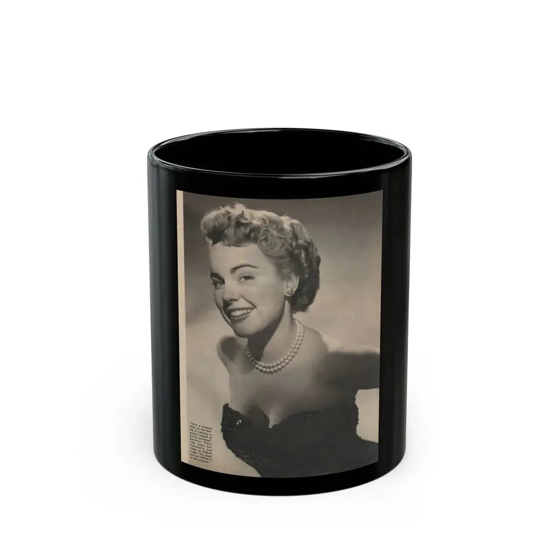 Terry Moore #649 - 8x10.5 1 B&W Magazine Glamour Portrait Photo Circa 1953 (Vintage Female Icon) Black Coffee Mug 11oz - Go Mug Yourself
