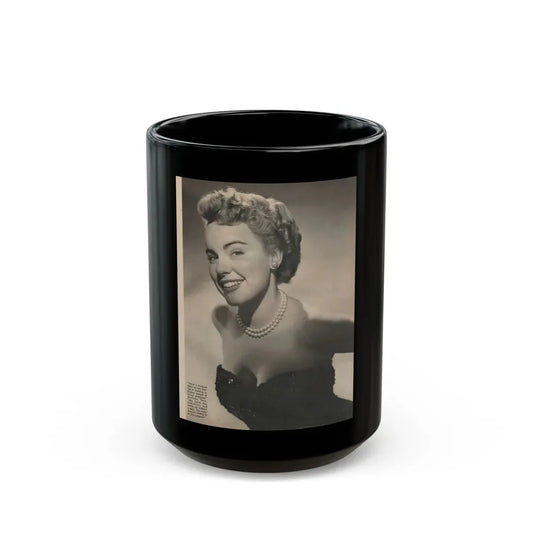 Terry Moore #649 - 8x10.5 1 B&W Magazine Glamour Portrait Photo Circa 1953 (Vintage Female Icon) Black Coffee Mug 15oz - Go Mug Yourself