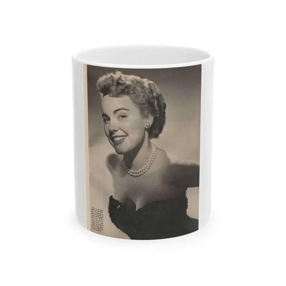 Terry Moore #649 - 8x10.5 1 B&W Magazine Glamour Portrait Photo Circa 1953 (Vintage Female Icon) White Coffee Mug 11oz - Go Mug Yourself