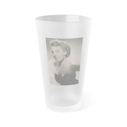 Terry Moore #649 - 8x10.5 1 B&W Magazine Glamour Portrait Photo Circa 1953 (Vintage Female Icon) Frosted Pint Glass 16oz-16oz-Frosted-Go Mug Yourself