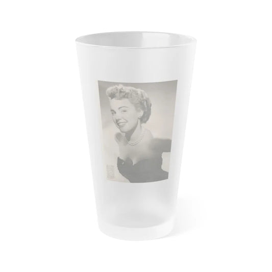 Terry Moore #649 - 8x10.5 1 B&W Magazine Glamour Portrait Photo Circa 1953 (Vintage Female Icon) Frosted Pint Glass 16oz-16oz-Frosted-Go Mug Yourself