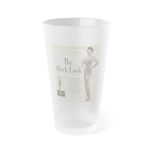 Terry Moore #650 - 8x10.5 Magazine Pin-Up Page with, 1 B&W Small Left Photo & Right large B&W Photo (Vintage Female Icon) Frosted Pint Glass 16oz 16oz Frosted - Go Mug Yourself