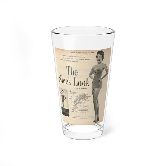 Terry Moore #650 - 8x10.5 Magazine Pin-Up Page with, 1 B&W Small Left Photo & Right large B&W Photo (Vintage Female Icon) Pint Glass 16oz 16oz - Go Mug Yourself