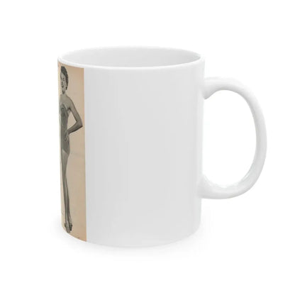 Terry Moore #650 - 8x10.5 Magazine Pin-Up Page with, 1 B&W Small Left Photo & Right large B&W Photo (Vintage Female Icon) White Coffee Mug - Go Mug Yourself