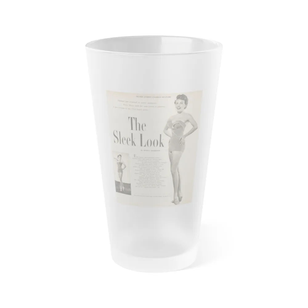 Terry Moore #650 - 8x10.5 Magazine Pin-Up Page with, 1 B&W Small Left Photo & Right large B&W Photo (Vintage Female Icon) Frosted Pint Glass 16oz-16oz-Frosted-Go Mug Yourself