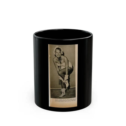 Terry Moore #652 - B&W Magazine Photo Clipping Circa 50's (Vintage Female Icon) Black Coffee Mug 11oz - Go Mug Yourself