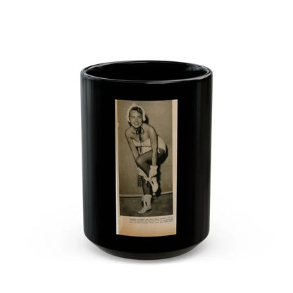 Terry Moore #652 - B&W Magazine Photo Clipping Circa 50's (Vintage Female Icon) Black Coffee Mug 15oz - Go Mug Yourself